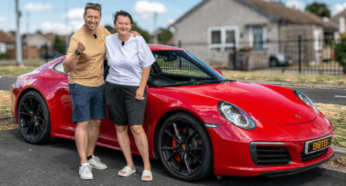 Denise from Cardiff with her red Porsche