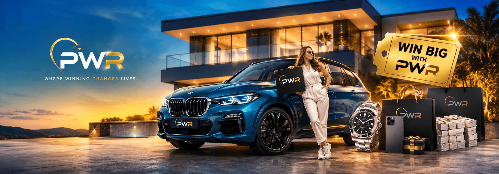 PWR — Where Winning Changes Lives. Win big with PWR: cars, watches, cash and more.